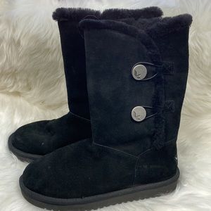 Koolaburra by Ugg Boots black suede leather flannel lined winter short boots 7